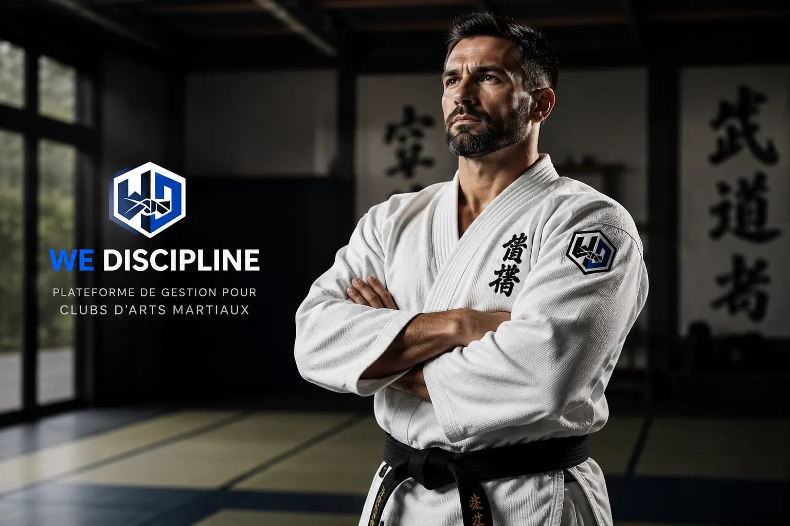 Coach d'arts martiaux dans un dojo moderne